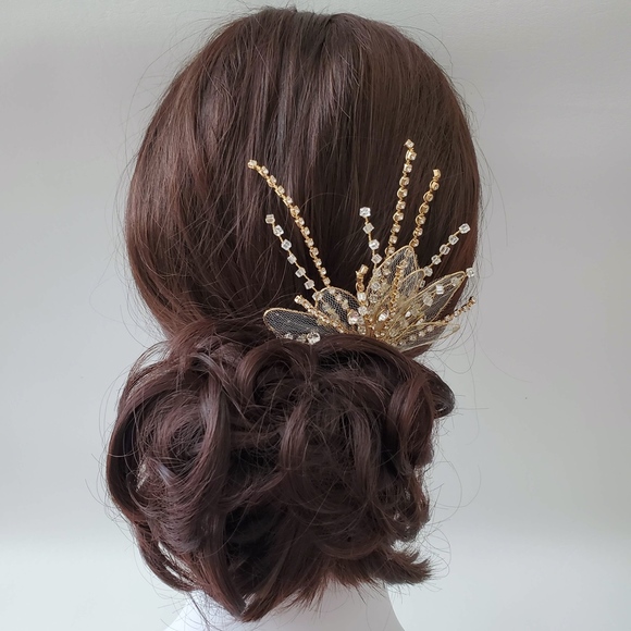 NEW Maid of honor Gold lace  headpiece hair clip main image 5